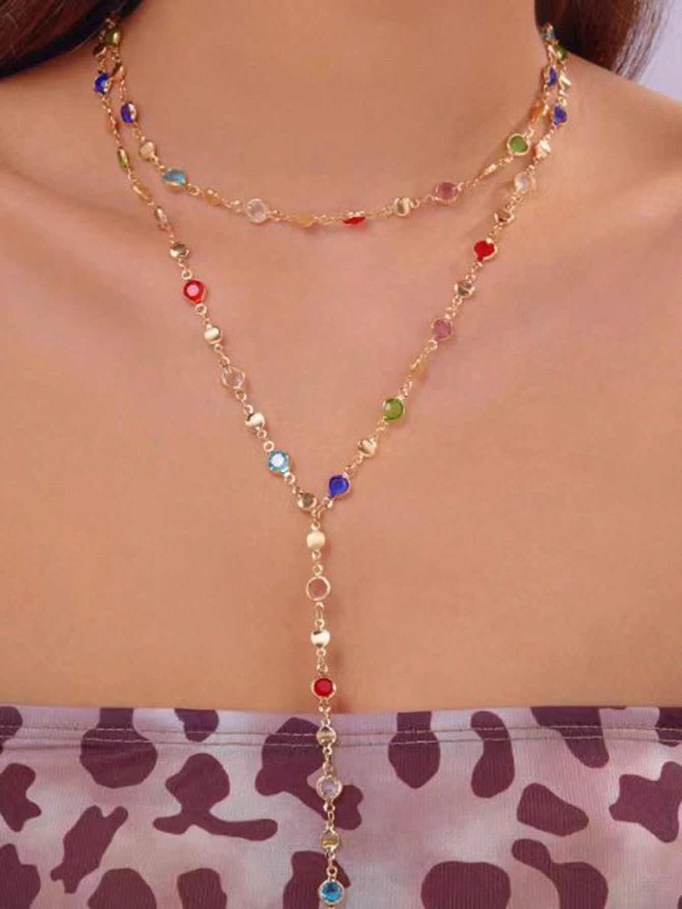 1pc Fashionable Colorful Tassel Necklace, Unique Y-Shaped Necklace - Image 3