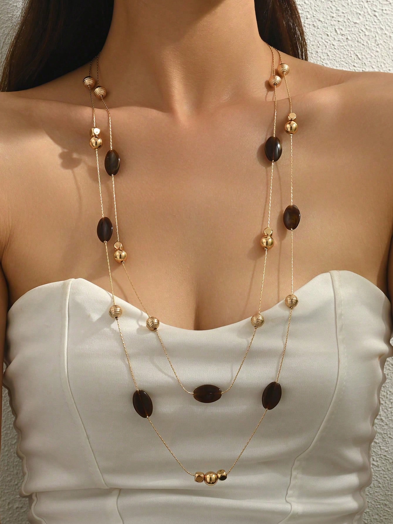 1pc Sexy Fashion European And American Middle Eastern Bohemian DIY Multi-Color Beaded Chain Necklace