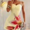 INAWLY Women Floral Print Fitted Cami Mini Dress For Vacation