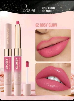 Pudaier 2-In-1 Matte Lipstick & Gloss: Dual Effects Of Matte & Shine, Long-Lasting & Smudge-Proof Lip, Perfect For Hottest Festive & Daily Makeup Looks #02