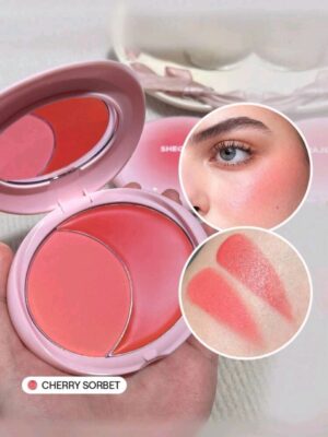 SHEGLAM Cheek 2 Cheek Blush Duo-Cherry Sorbet 5 Shades Cream Powder Blush Double Long Lasting Pigment Dual