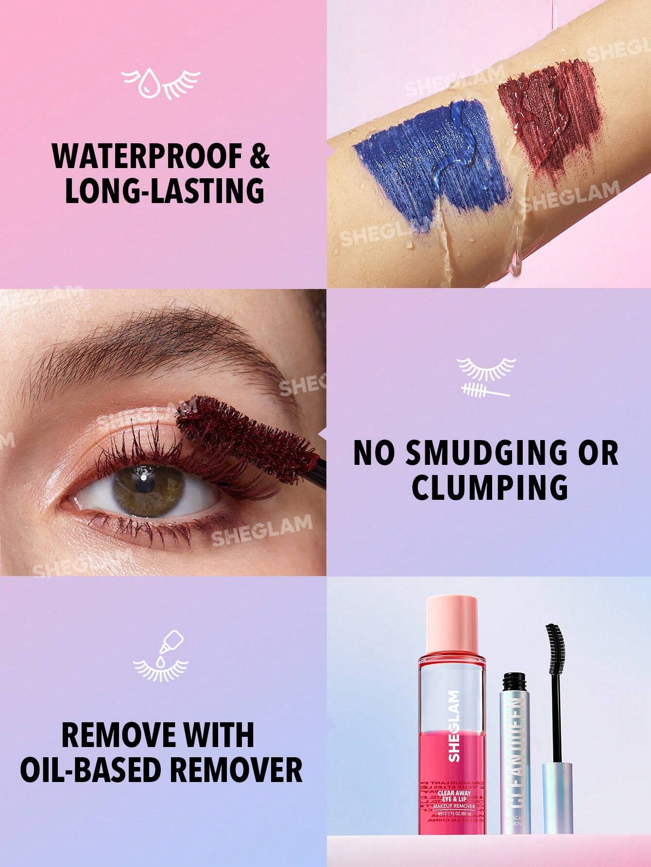 SHEGLAM All-In-One Volume & Length Mascara-Waterproof Burgundy - Image 4