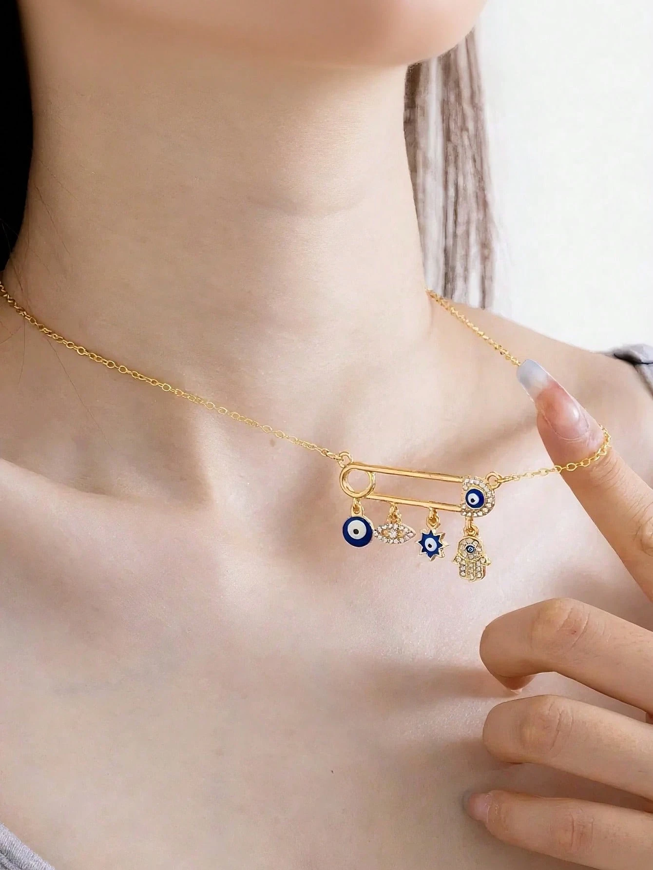 1pc Plated Gold Pendant Necklace, Middle Eastern Arabic Women Necklace - Image 2