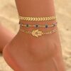 3pcs/Set Mysterious Metal Alloy Buddha's Hand Decor Anklet