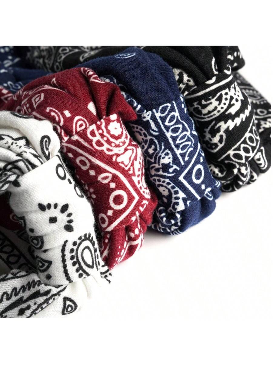 4pcs Vintage Paisley Pattern Headbands For Women, Colorful Bandana Style Sports Sweatbands - Image 4