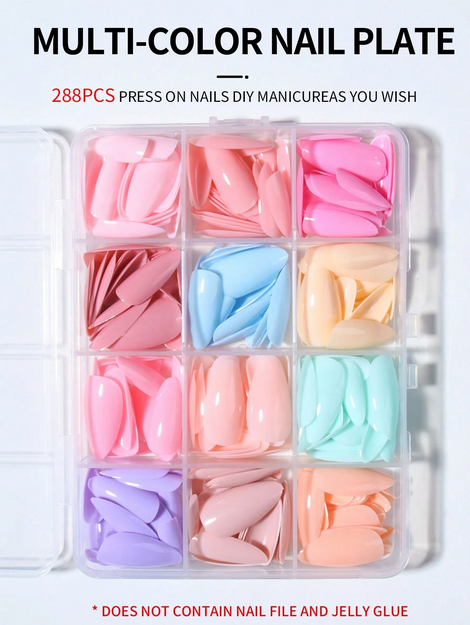 288pcs (12 Mixed Designs) Almond-Shaped - Image 2