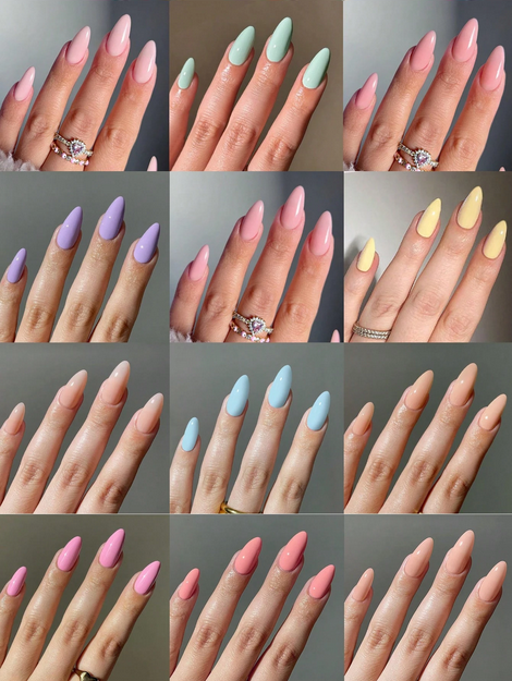 288pcs (12 Mixed Designs) Almond-Shaped
