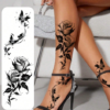 2pcs Black Flower & Butterfly Temporary Tattoo Stickers For Women, Waterproof & Long Lasting Fake Tattoo