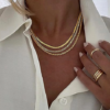 3pcs Stainless Steel Fashion Women's Herringbone Necklace Delicate Platinum Necklace