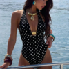 Bonvoyette Women's Deep V-Neck Backless One-Piece Swimsuit