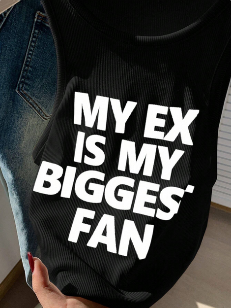 Comfortcana Slogan Printed Casual Tank Top For Summer