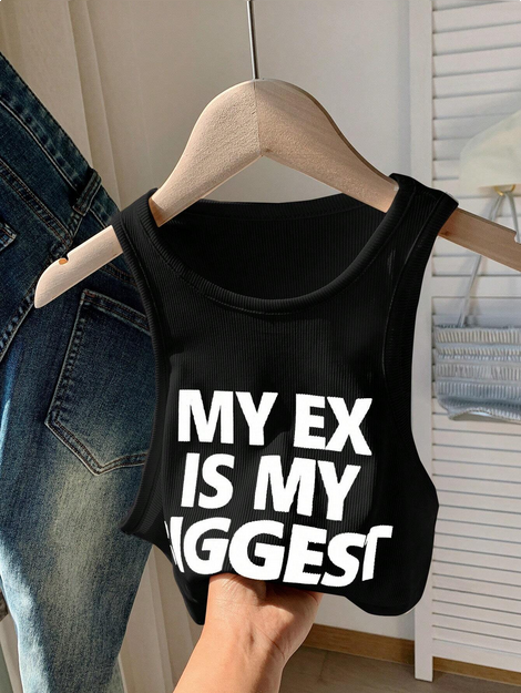 Comfortcana Slogan Printed Casual Tank Top For Summer - Image 4