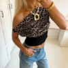 Siren Gaze Women's Asymmetric Neck Ruched Cropped Top